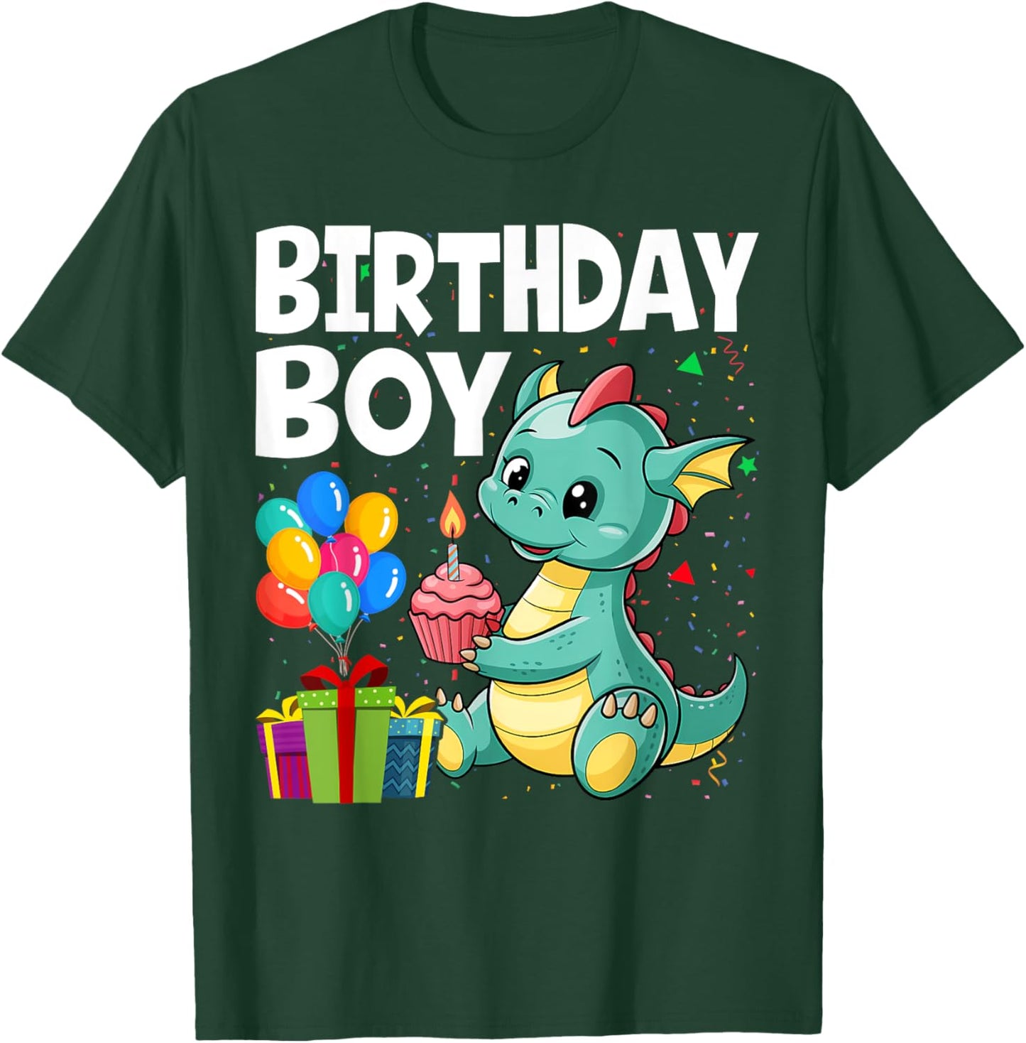 Birthday Boy Dragon Theme Cupcake Candle Fire T-Shirt - T-Shirt | Forest