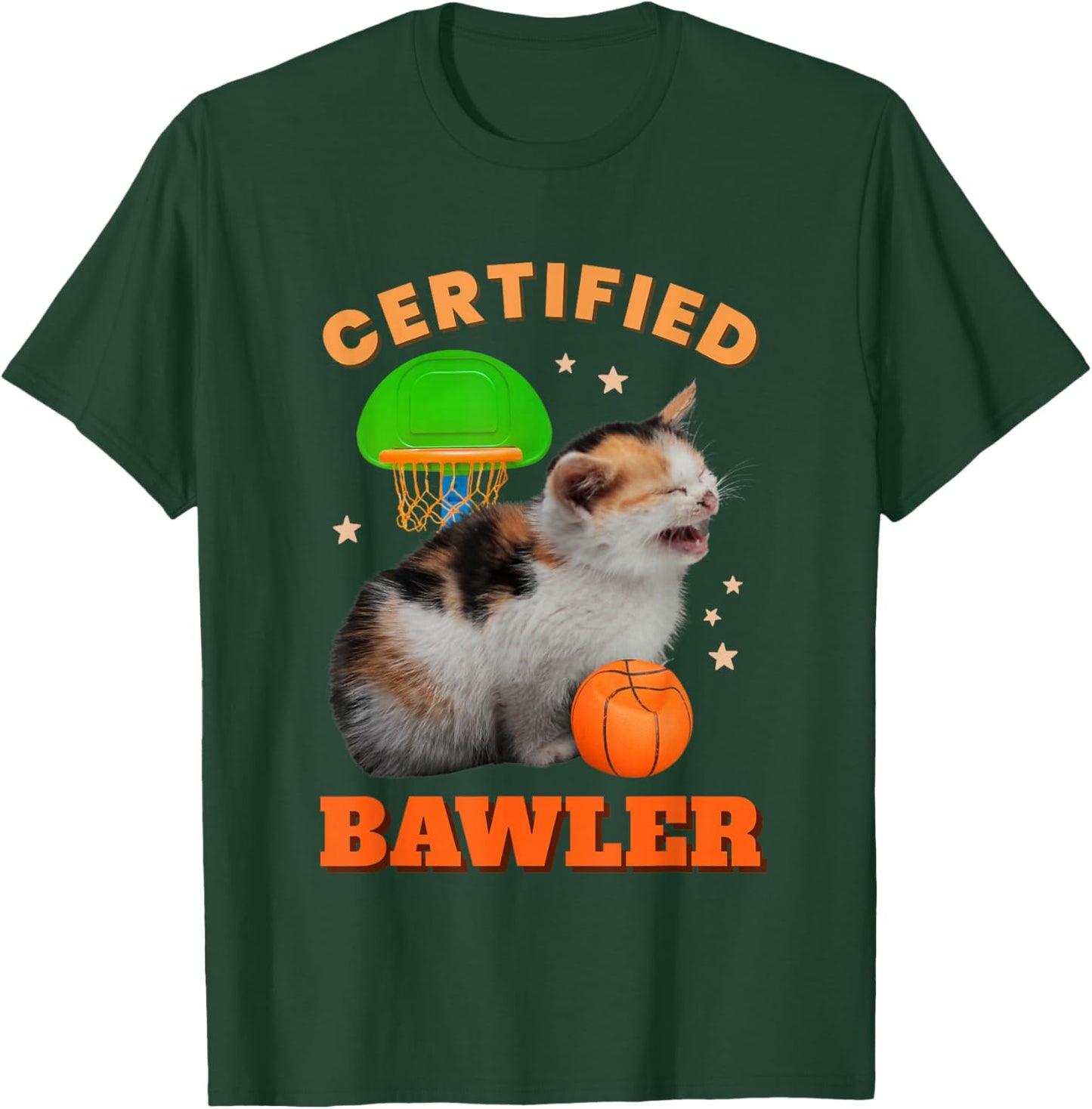 Certified Bawler Funny Cat Baller Meme Basketball Novelty Men Women T-Shirt - T-Shirt | Forest