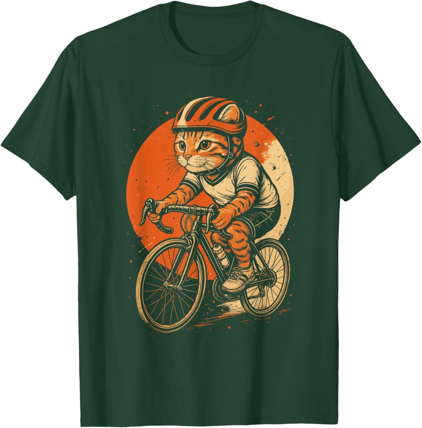 Funny Cat Cycling Retro Bike Rider Pet Bicycle Kawaii T-Shirt - T-Shirt | Forest