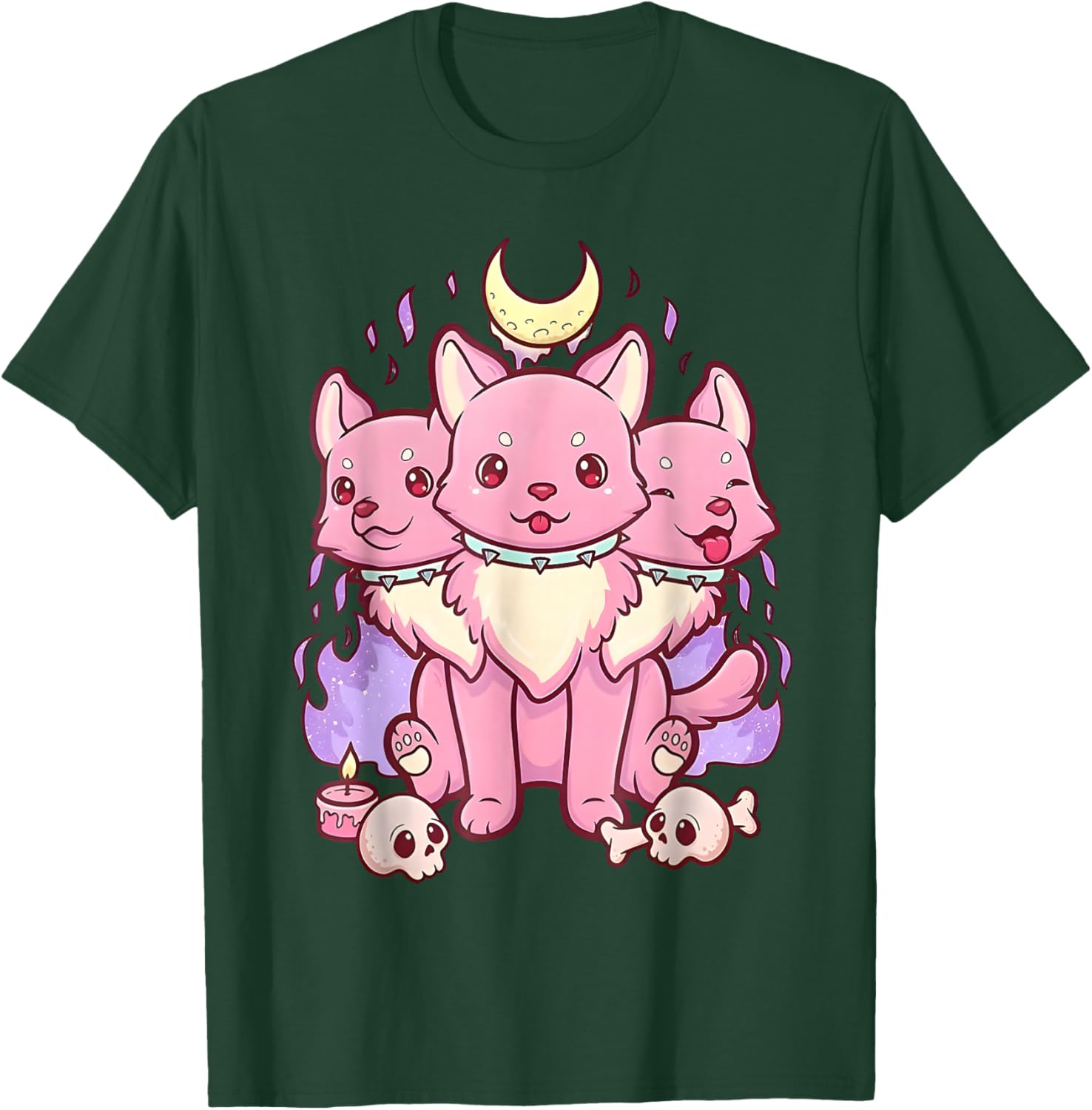 3 Headed Dog Kawaii Pastel Goth Cute Creepy Occult Cerberus T-Shirt - T-Shirt | Forest