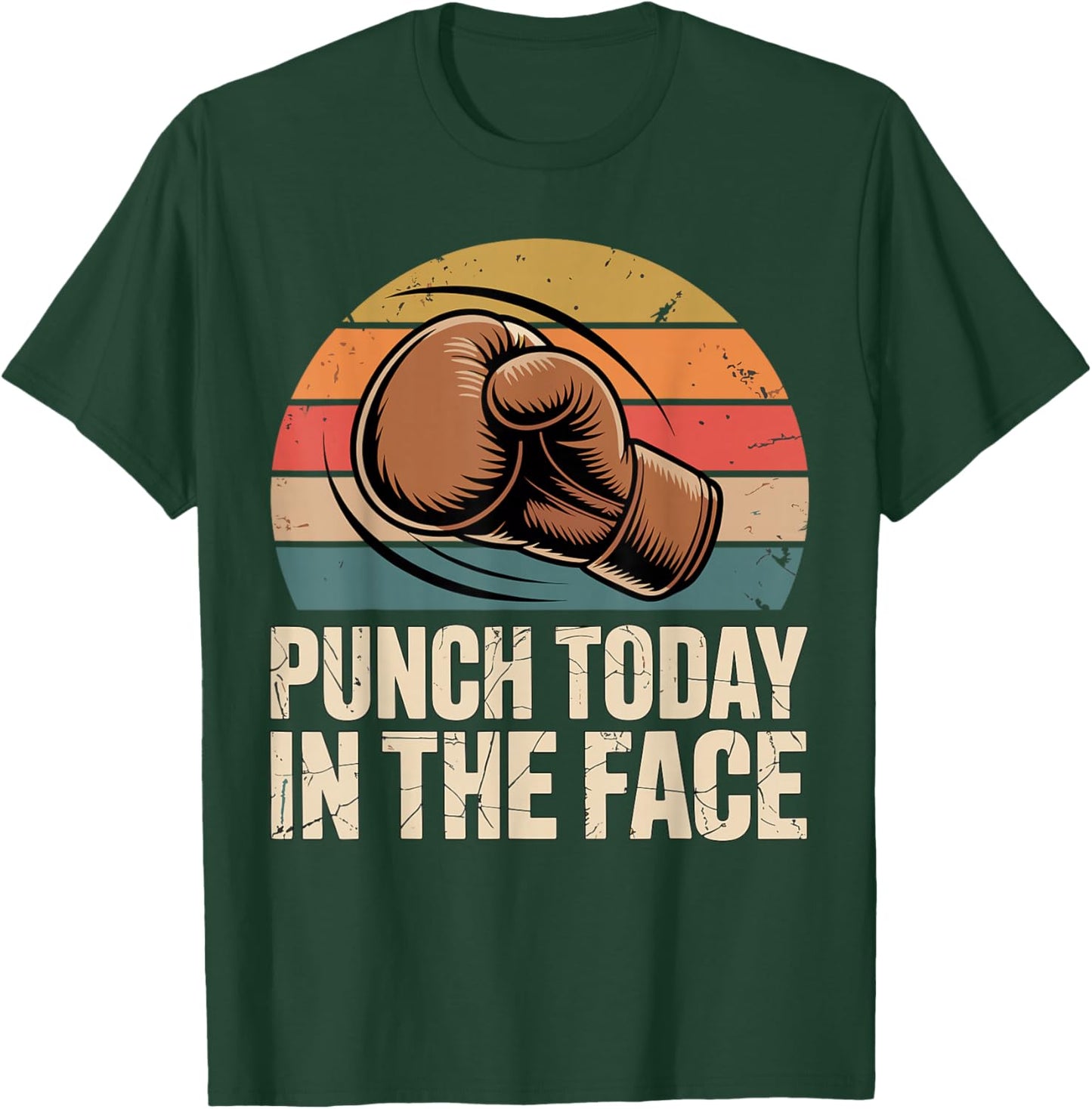 Vintage Boxing Punch Today in The Face Kickboxing Boxer T-Shirt - T-Shirt | Forest