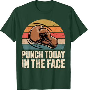 Vintage Boxing Punch Today in The Face Kickboxing Boxer T-Shirt - T-Shirt | Forest