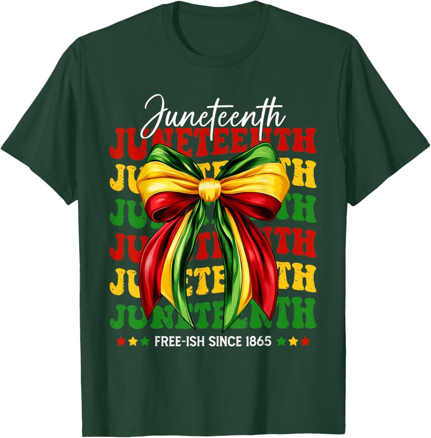 Juneteenth 1865 Black African June 19th Women Coquette Bow T-Shirt - T-Shirt | Forest