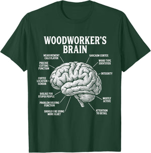 Woodworker Brain Anatomy Diagram Workshop Humor Men T-Shirt - T-Shirt | Forest