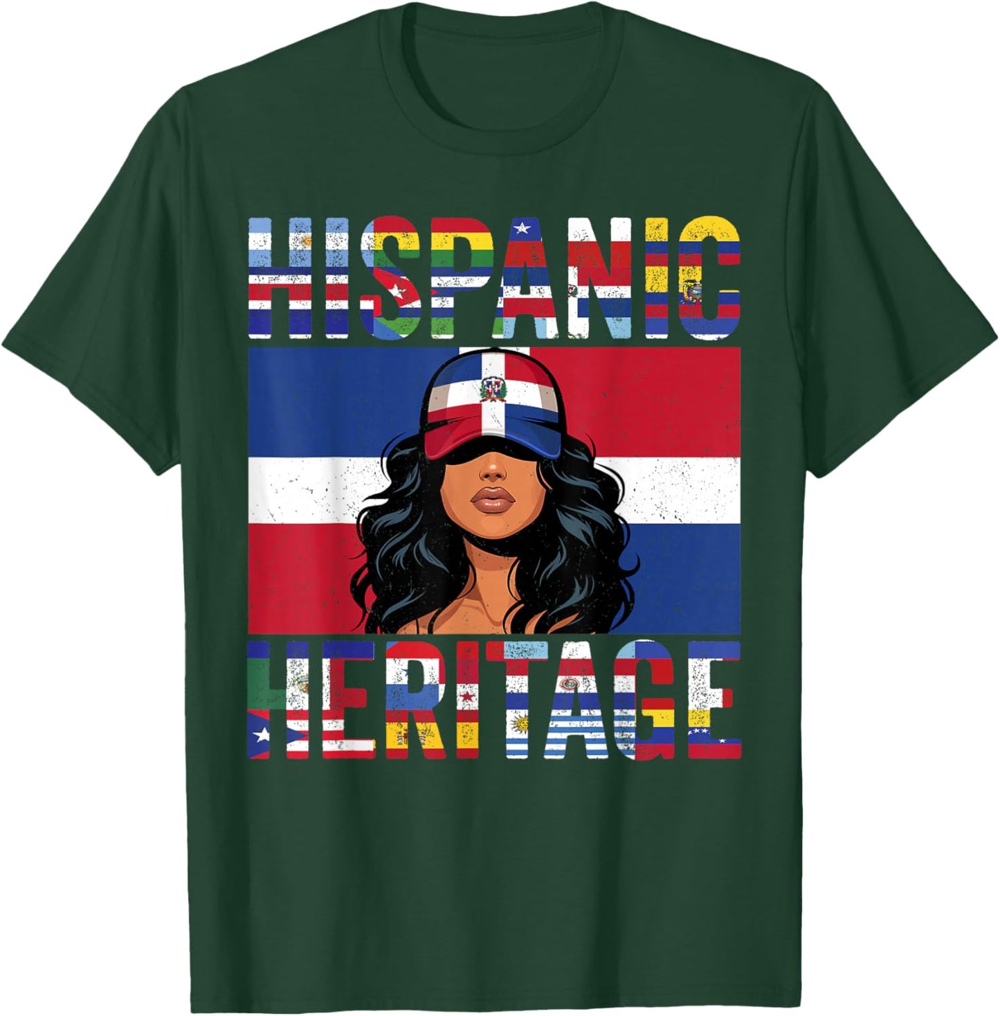Dominican Republic Hispanic Heritage Proud Dominican Women T-Shirt - T-Shirt | Forest