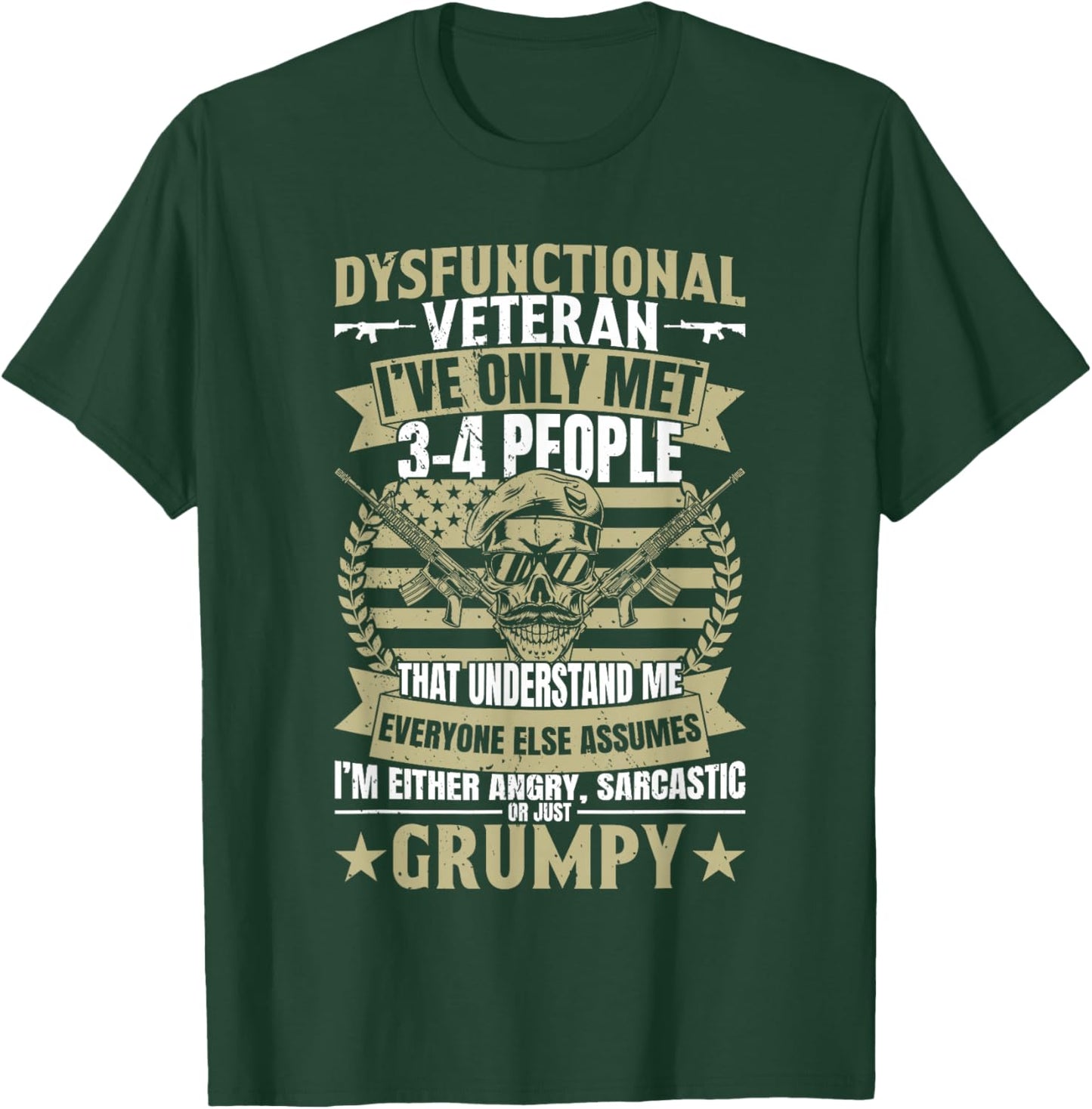 Retired Military Veteran Disgruntled Veteran - -Adults, Black, Small, Short Sleeve T-Shirt - T-Shirt | Forest