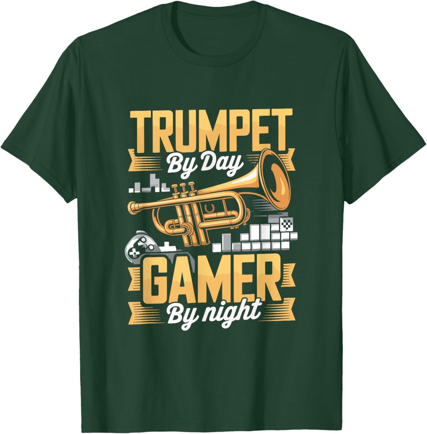 Trumpet by Day Gamer by Night Music Gaming T-Shirt - T-Shirt | Forest