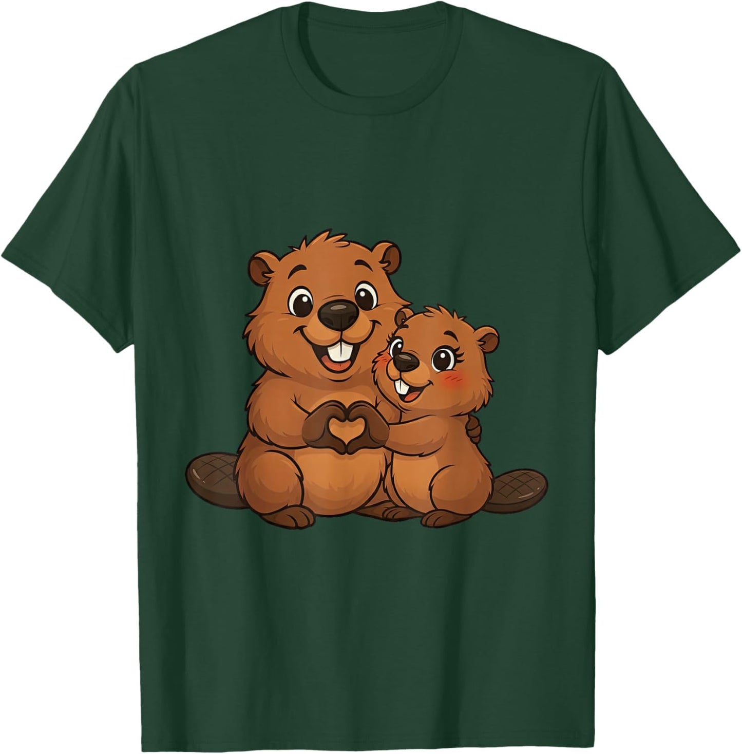 Biber Pärchen mit Herz | Süßes Biber Liebespaar T-Shirt - T-Shirt | Forest