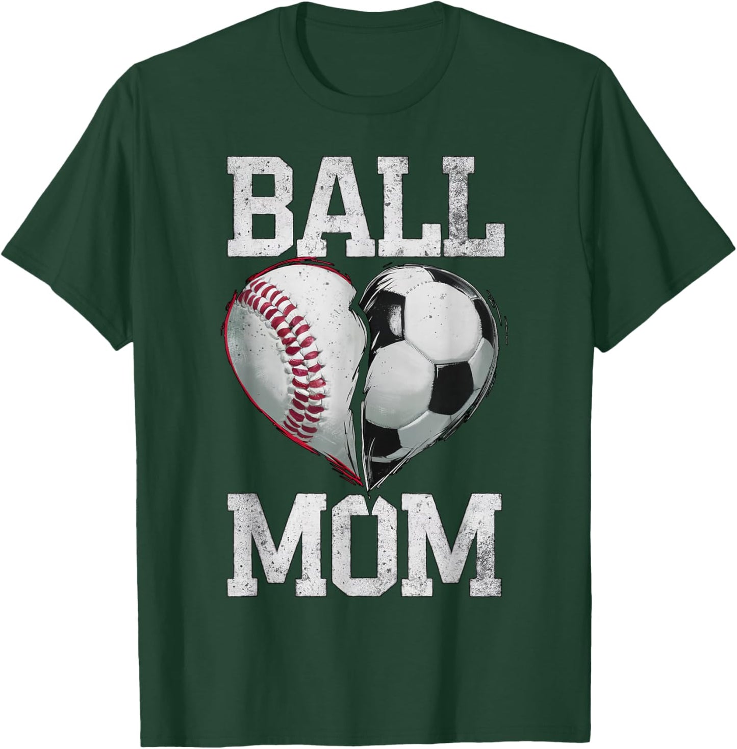 Ball Mom Soccer Baseball Sports Game Day Supporter Mother T-Shirt - T-Shirt | Forest