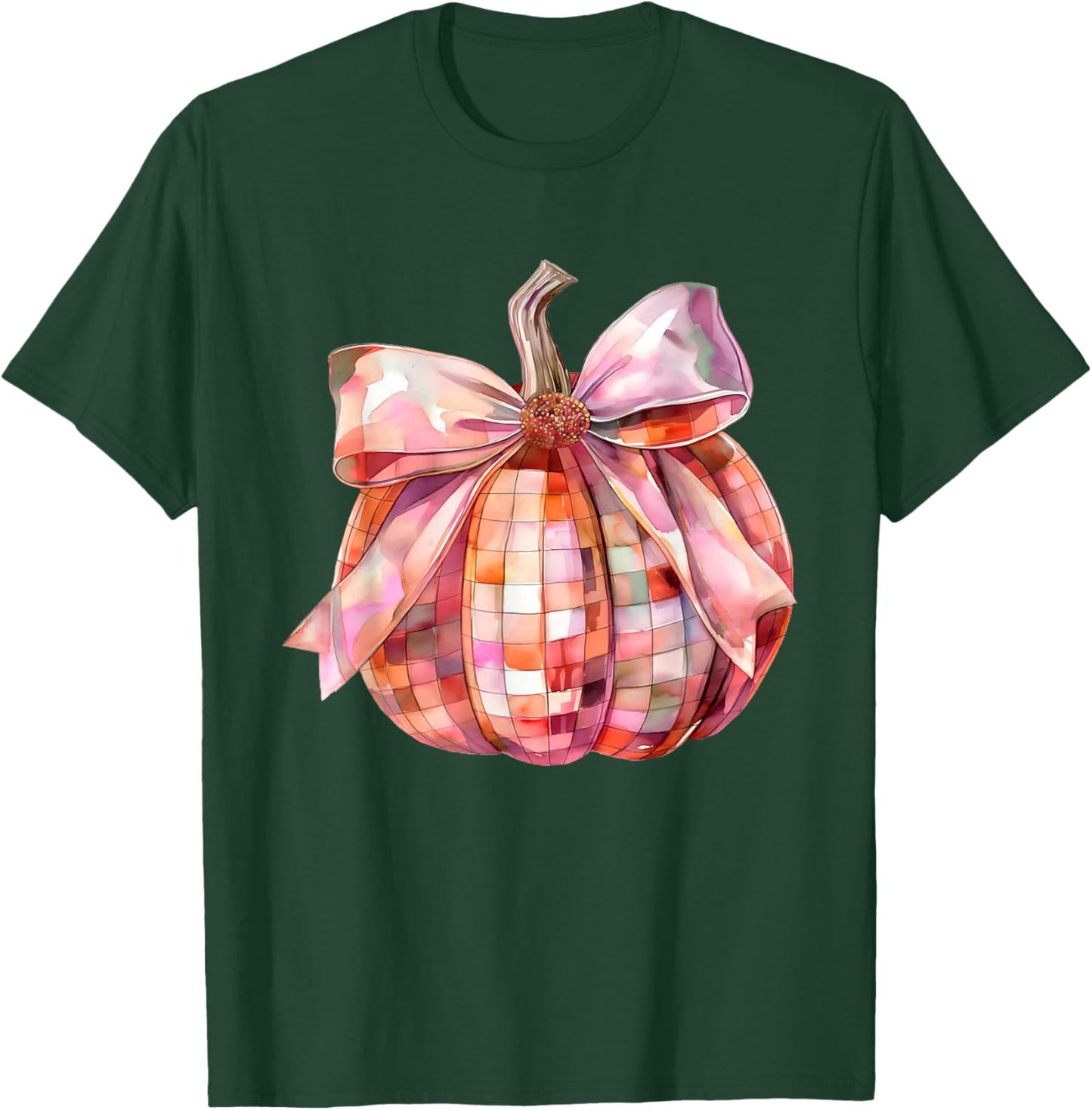 Fall Autumn Pink and Orange Disco Ball Pumpkin Halloween T-Shirt - T-Shirt | Forest