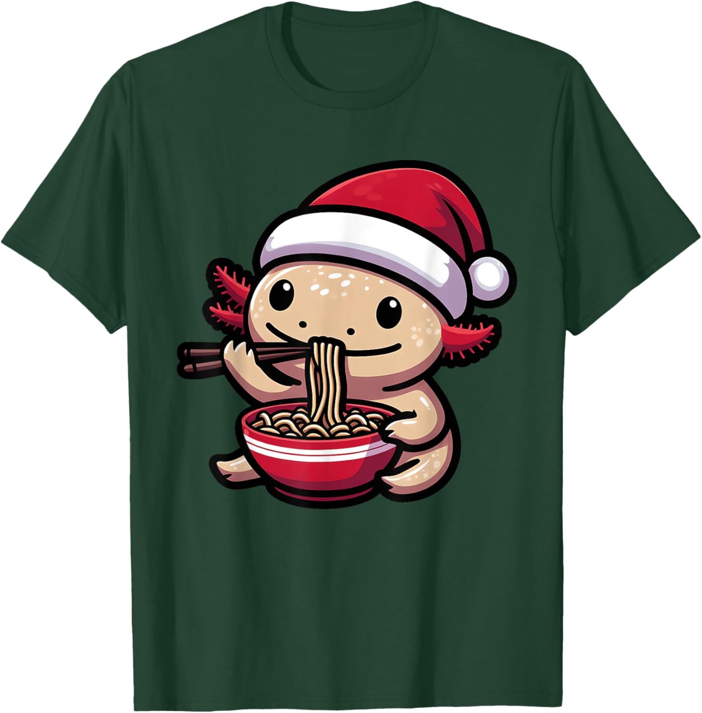 Santa Axolotl Eating Ramen Pajama Christmas Toddler Kids T-Shirt - T-Shirt | Forest