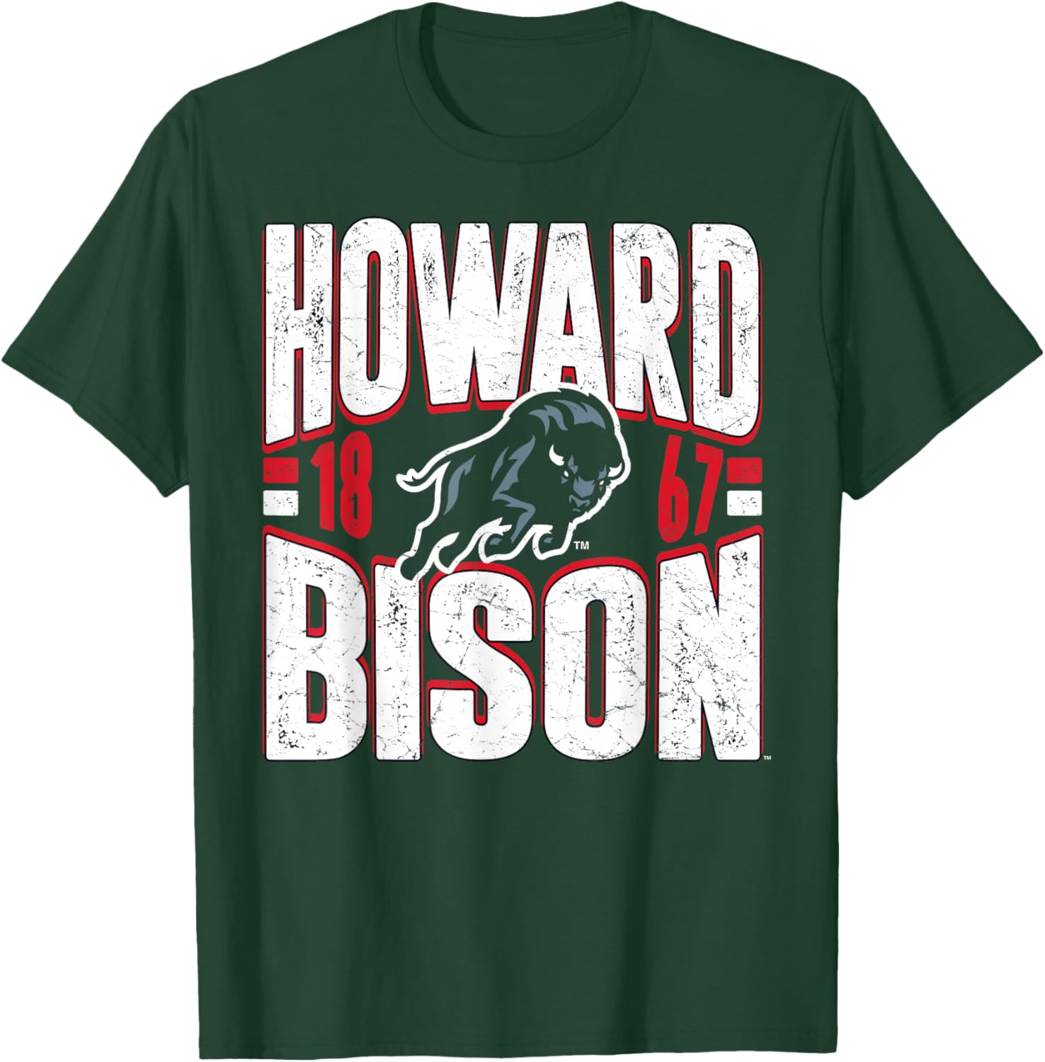 Howard Bison Vintage 90's Retro Navy Officially Licensed T-Shirt - T-Shirt | Forest