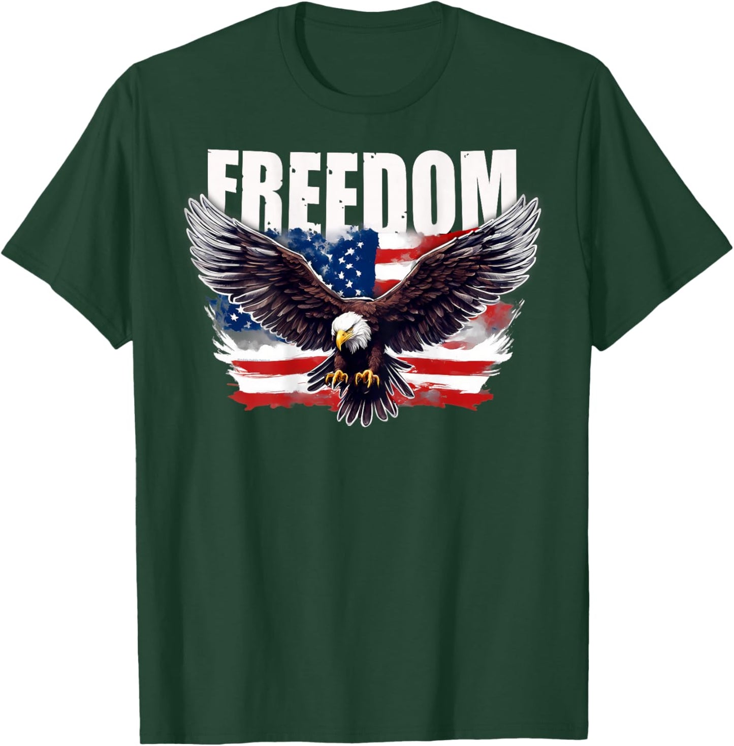 On Back Patriotic American Flag Eagle Freedom 4th of July T-Shirt - T-Shirt | Forest