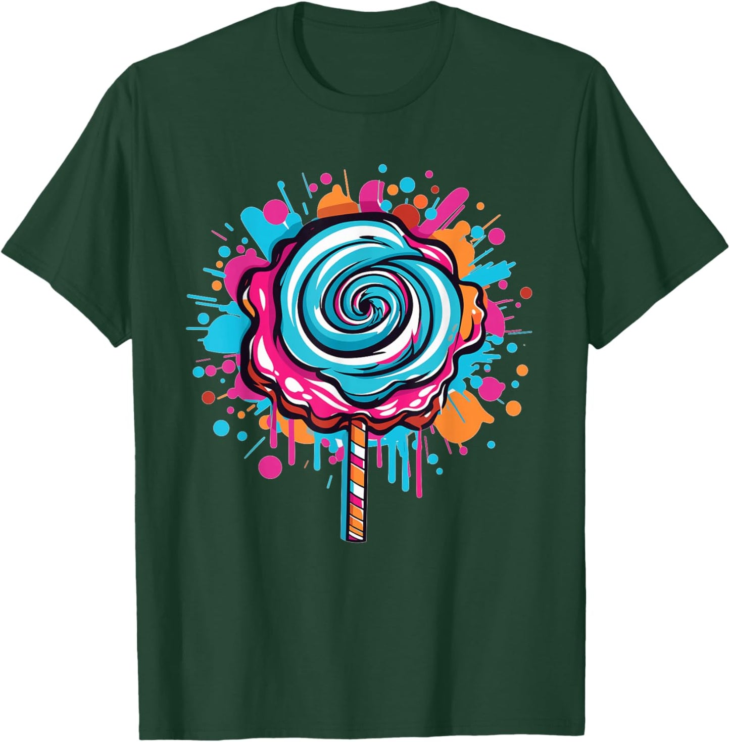 Vibrant Candy Swirl Splash Lollipop Art T-Shirt - T-Shirt | Forest