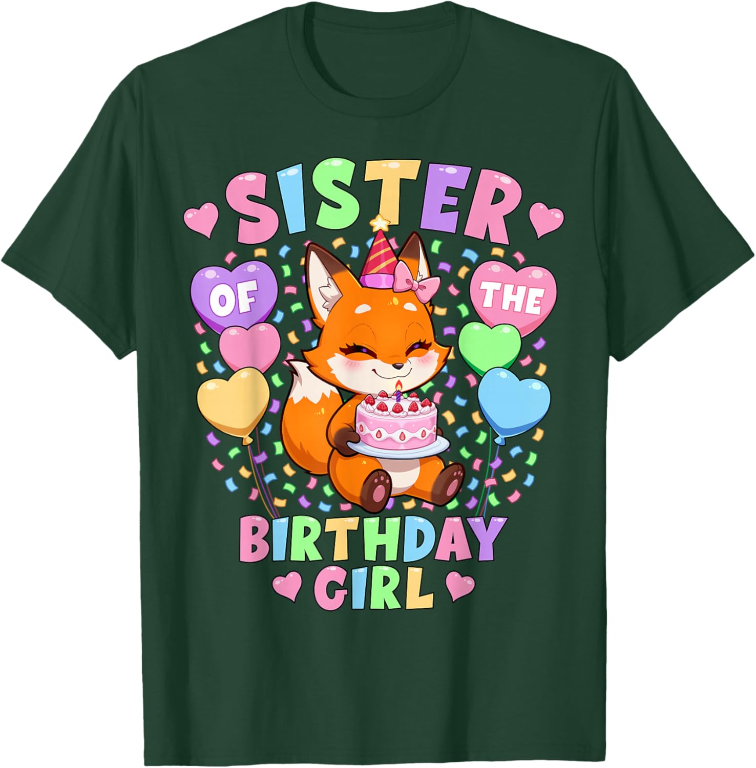 Sister of The Birthday Girl Shirt | Fox 1st Birthday T-Shirt - T-Shirt | Forest