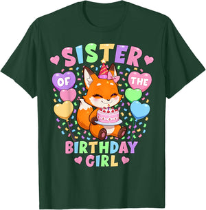 Sister of The Birthday Girl Shirt | Fox 1st Birthday T-Shirt - T-Shirt | Forest