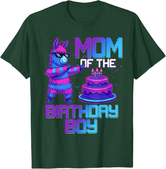 Mom of Birthday Boy Llama Pinata Party Family Matching T-Shirt - T-Shirt | Forest