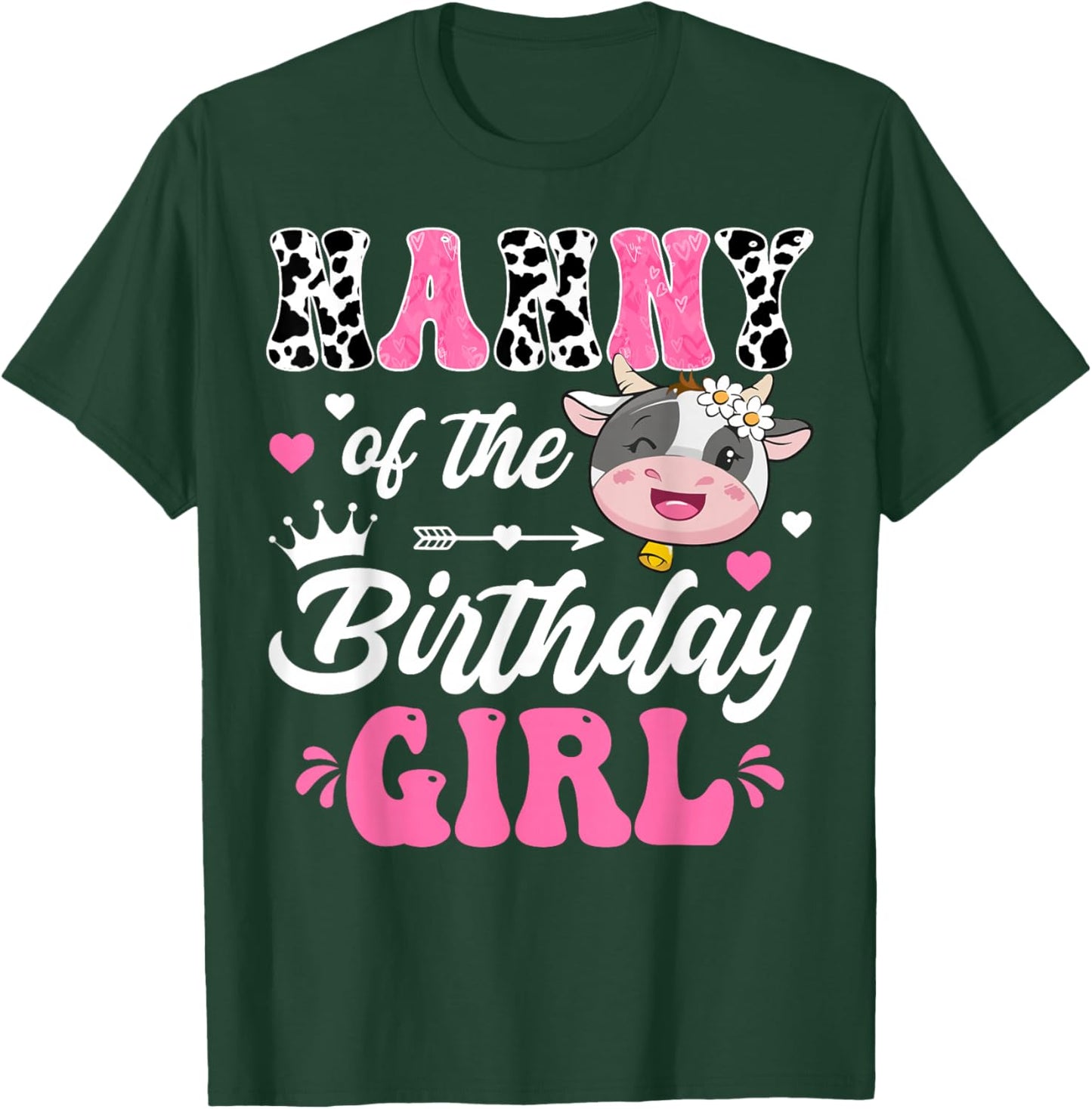 Nanny Of The Birthday Girl Cute Cow Farm 1St Birthday T-Shirt - T-Shirt | Forest