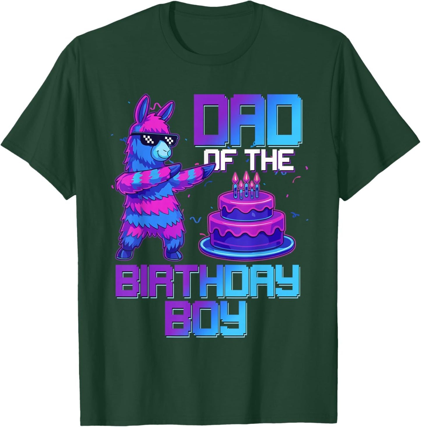 Daddy of Birthday Boy Llama Pinata Party Family Matching T-Shirt - T-Shirt | Forest