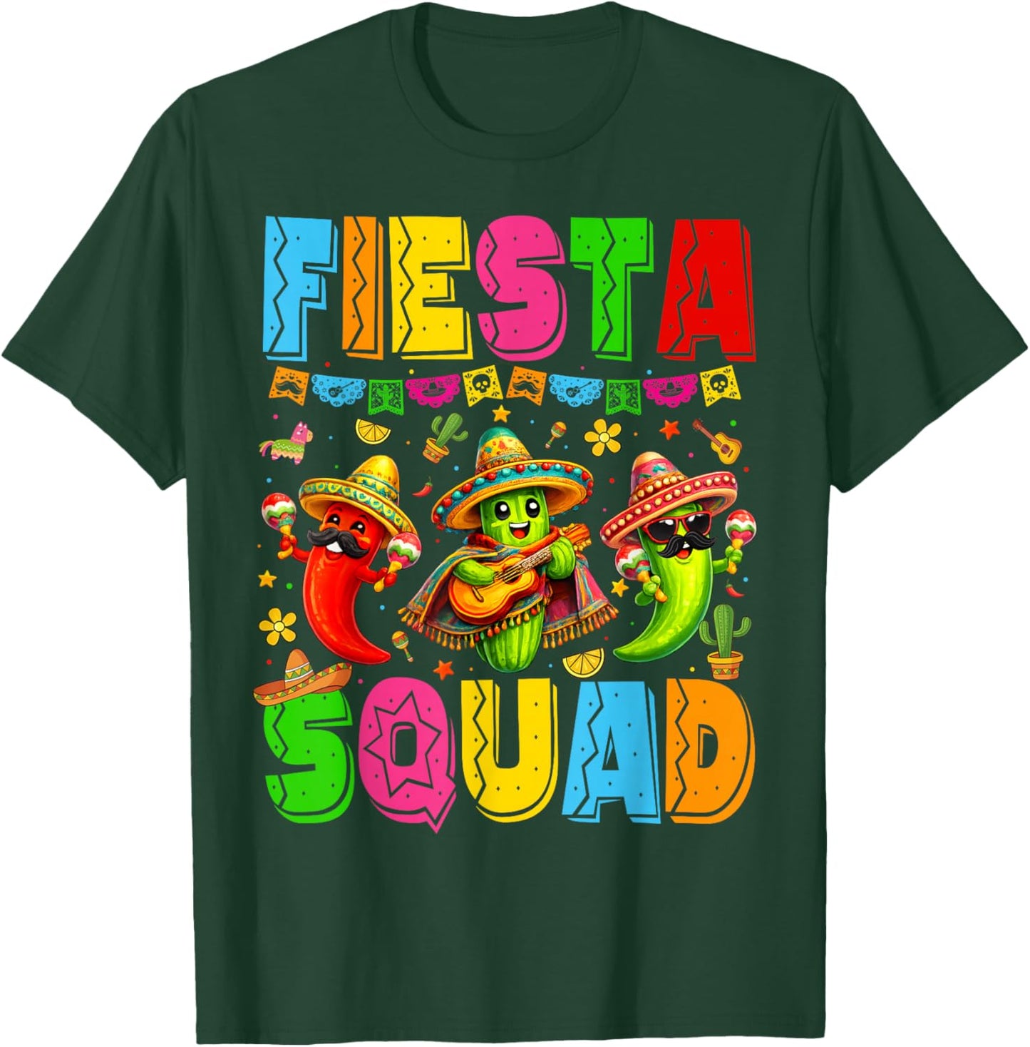 Fiesta Squad Cinco De Mayo Funny Cactus Men Women Kid T-Shirt - T-Shirt | Forest