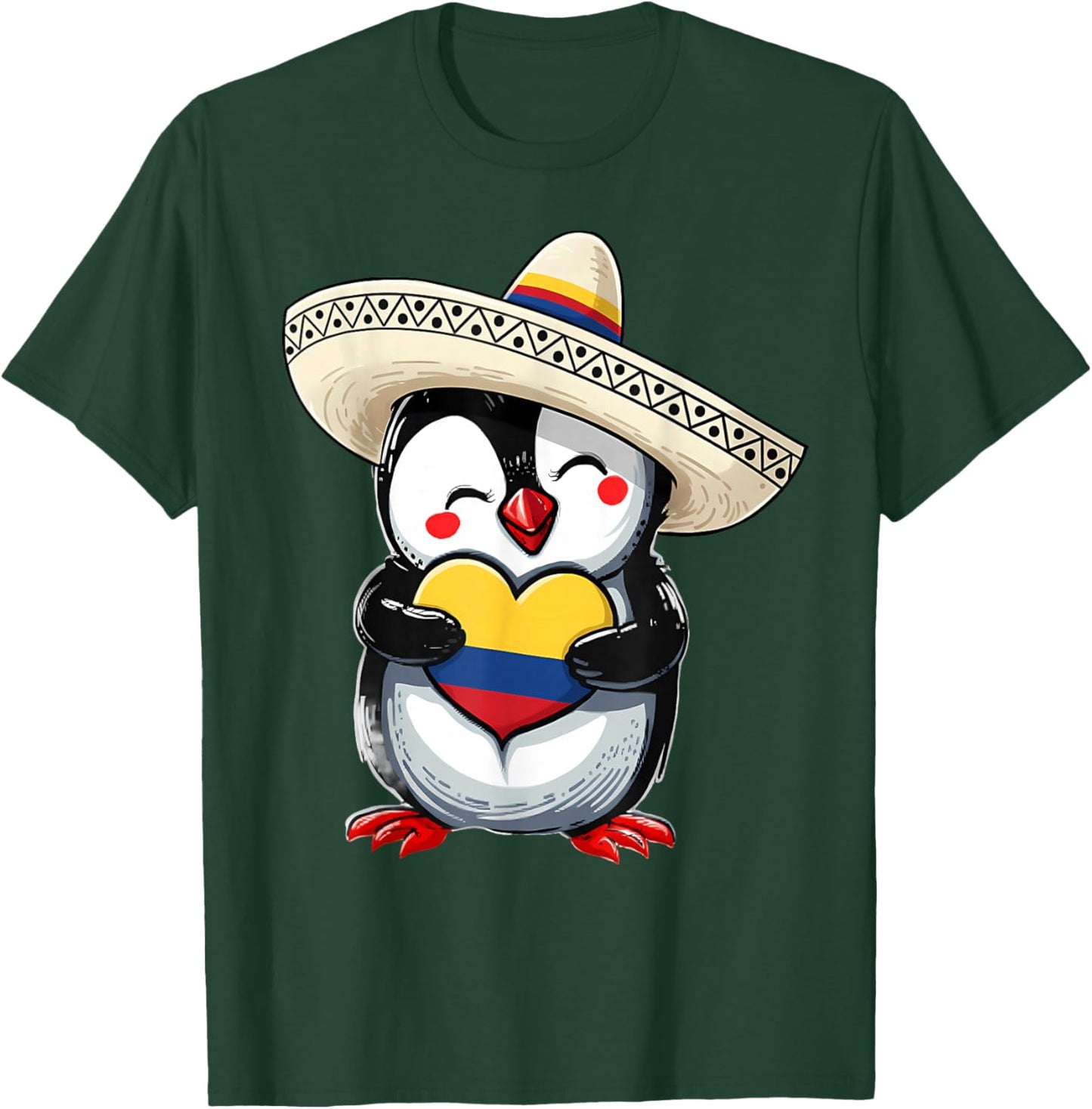 Colombia Flag Penguin Colombian Roots Colombian Pride T-Shirt - T-Shirt | Forest