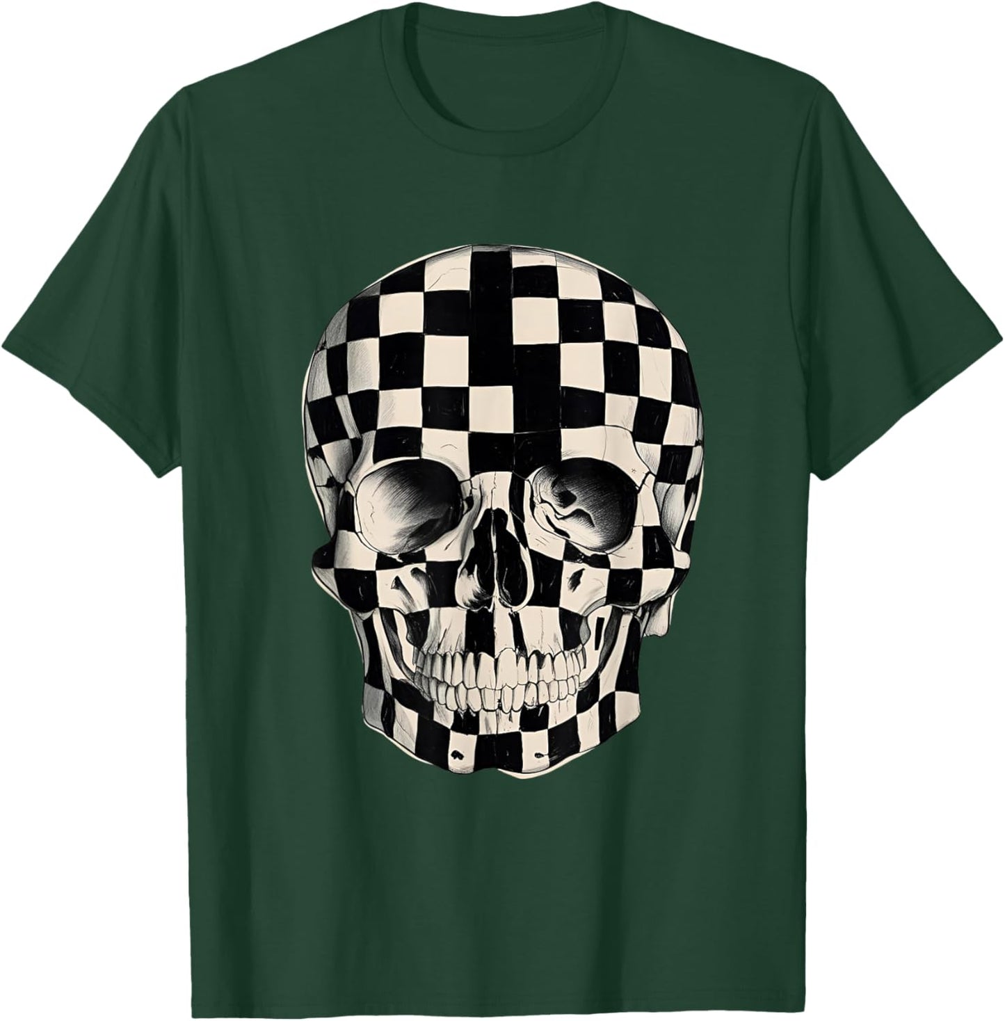Checkerboard Skull T-Shirt - T-Shirt | Forest