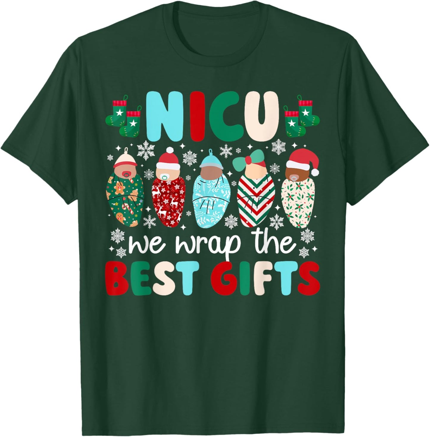 NICU Christmas NICU Nurse Xmas Neonatal Intensive Care Unit T-Shirt - T-Shirt | Forest