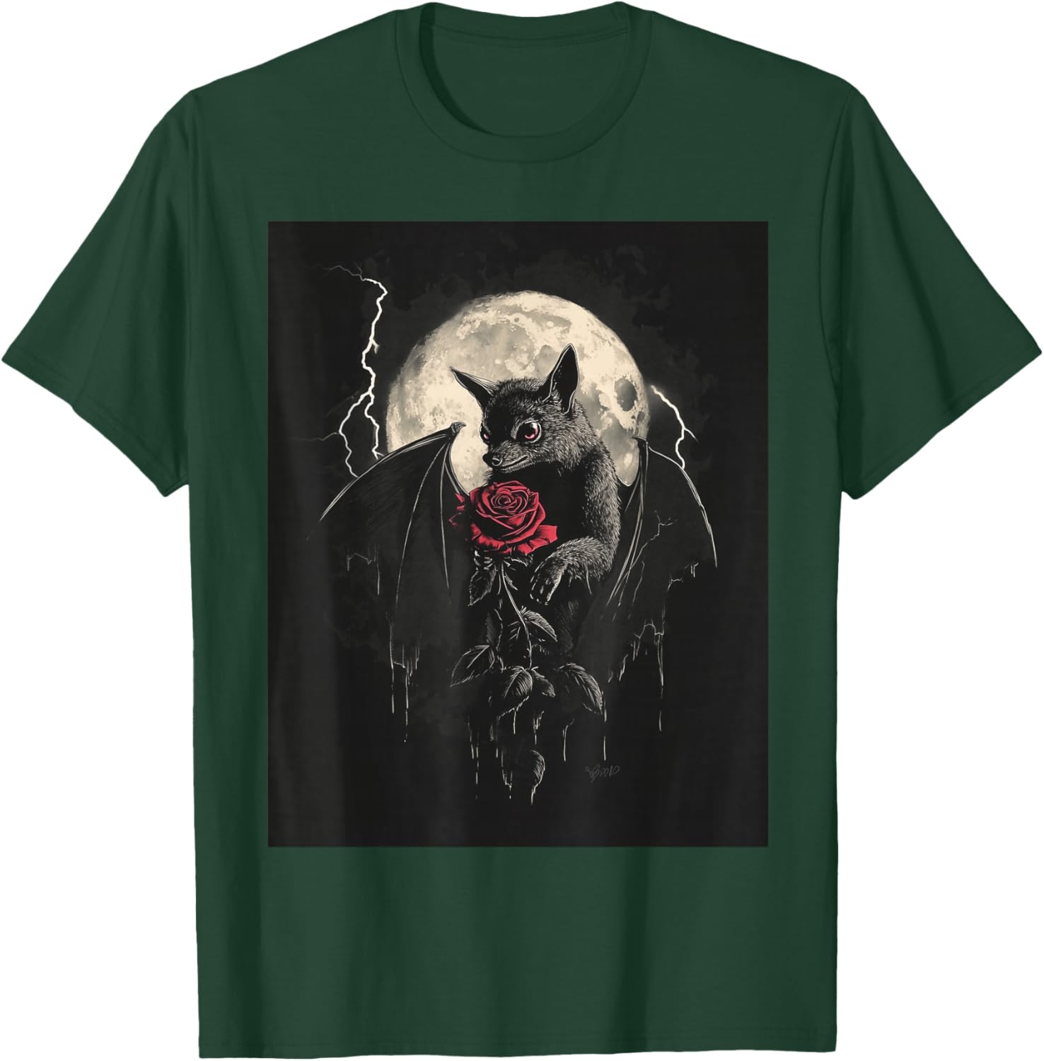Bat Rose Moon Men's Gothic Women's Bat T-Shirt - T-Shirt | Forest