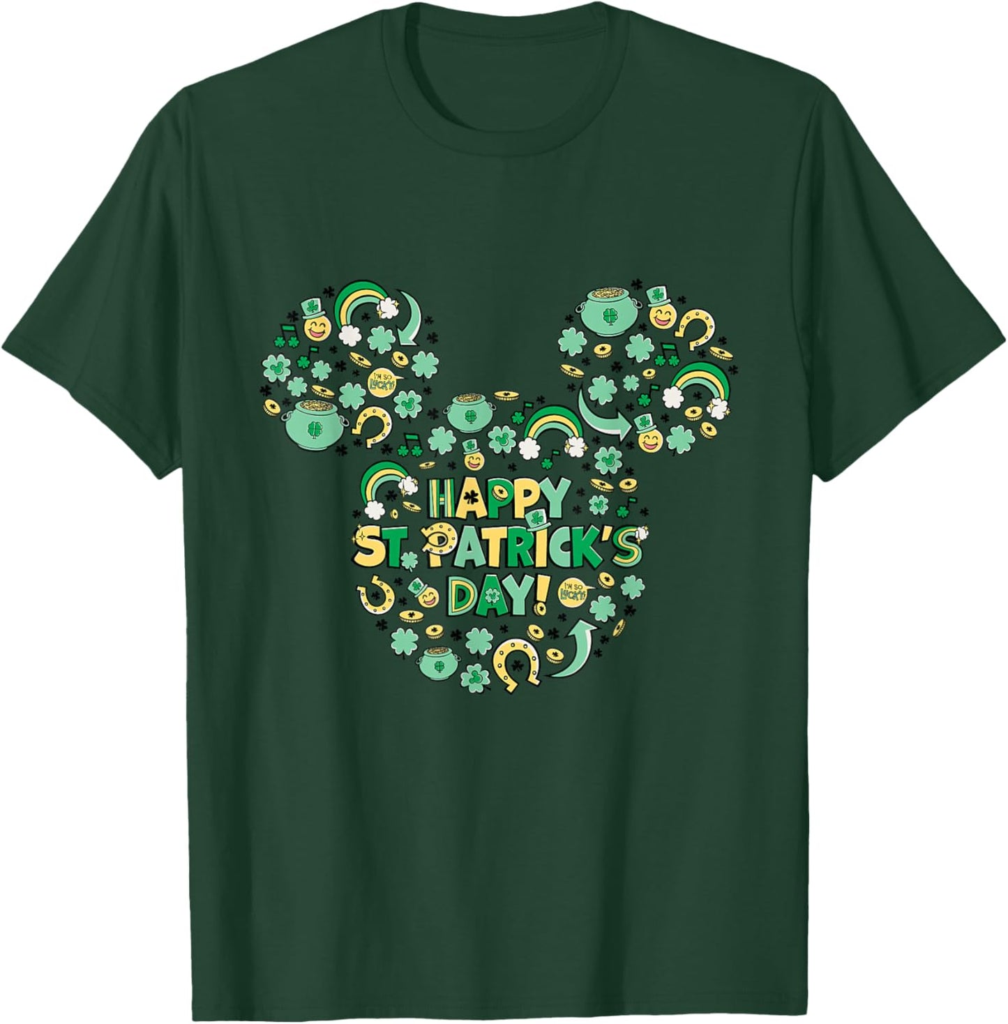 NEW Disney Mickey Mouse Lucky Icons Happy St. Patrick's Day T-Shirt - T-Shirt | Forest