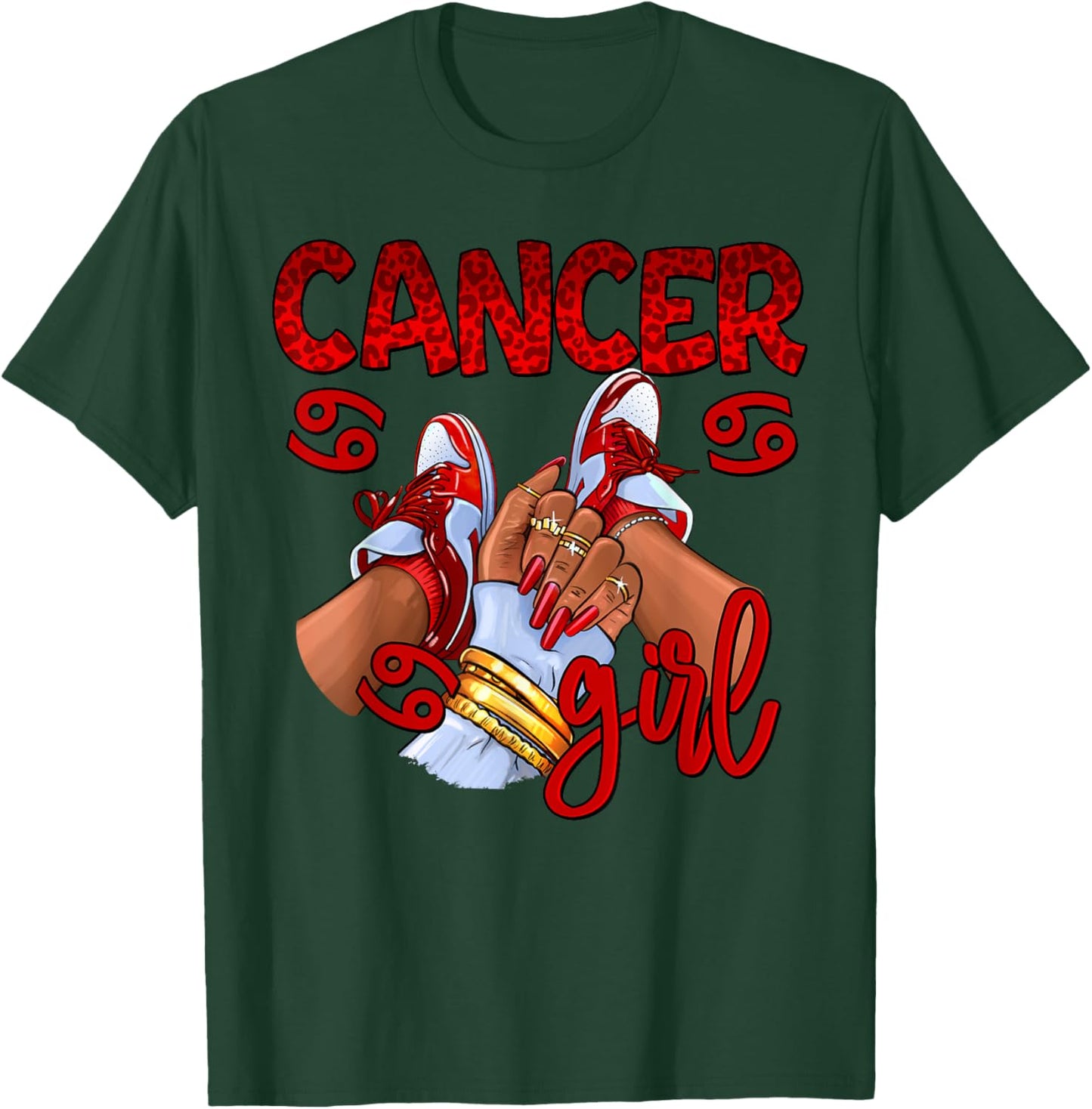 Cancer Girl Birthday Women Sneakers Zodiac Sign Bday T-Shirt - T-Shirt | Forest