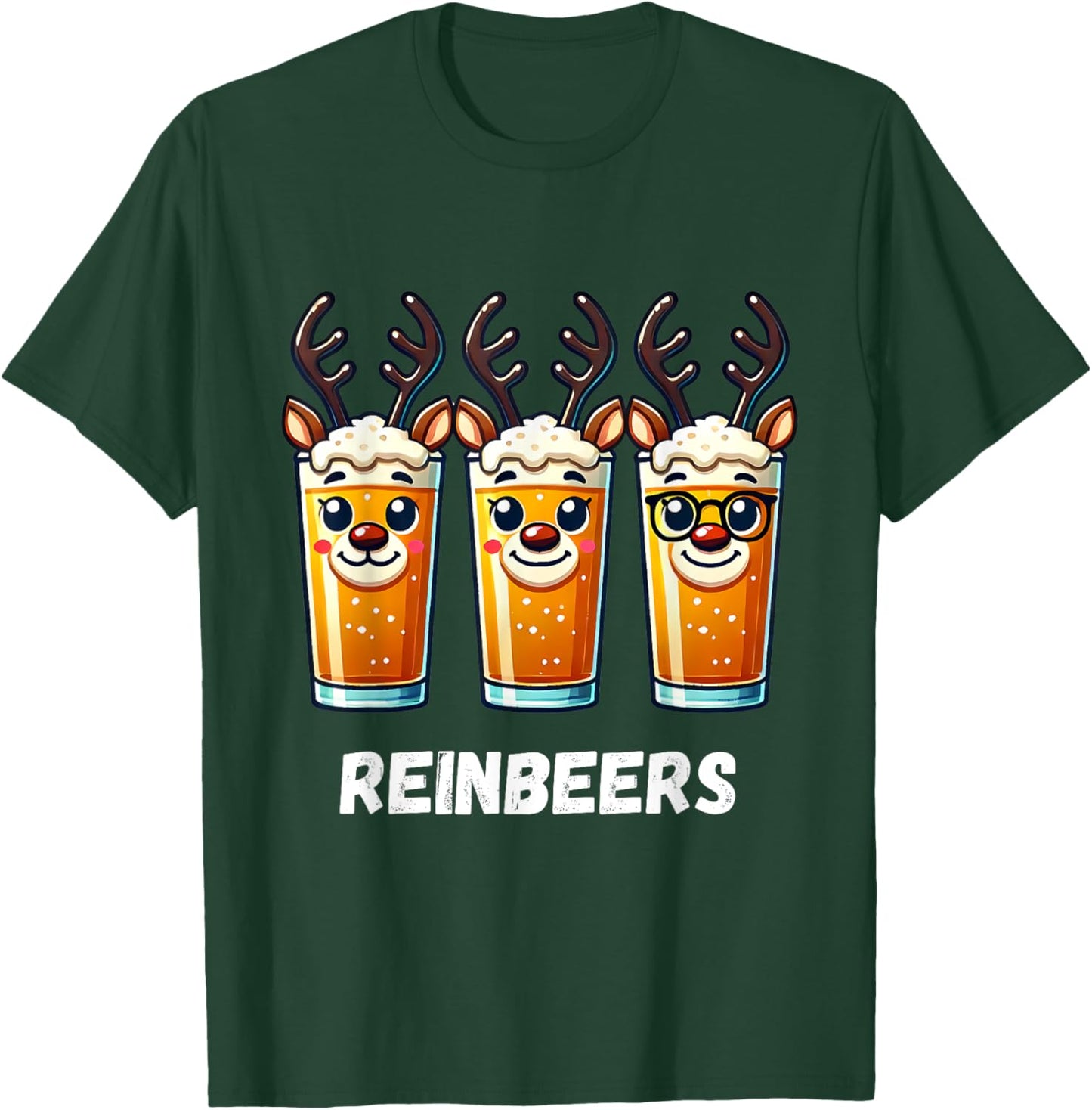 Reinbeers Funny Reindeer Beer Christmas Drinking T-Shirt - T-Shirt | Forest