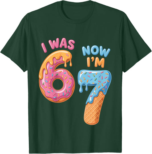 7th Birthday Ice Cream Drip I was 6 Now I'm 7 Year Old 6 7 T-Shirt - T-Shirt | Forest