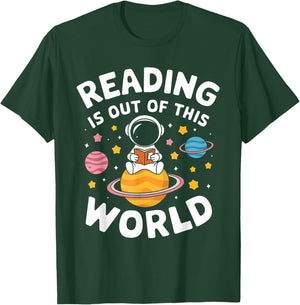 Reading is Out of This World Space Funny Books Lover T-Shirt - T-Shirt | Forest