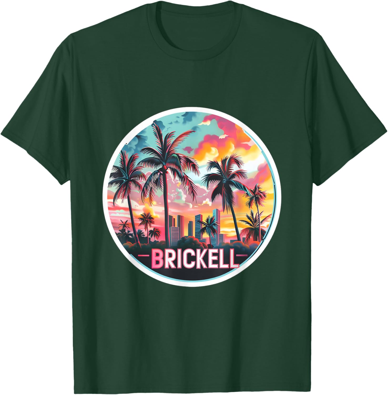 Brickell Miami Florida Squad Vacation Trip Vacay Travel Art T-Shirt - T-Shirt | Forest
