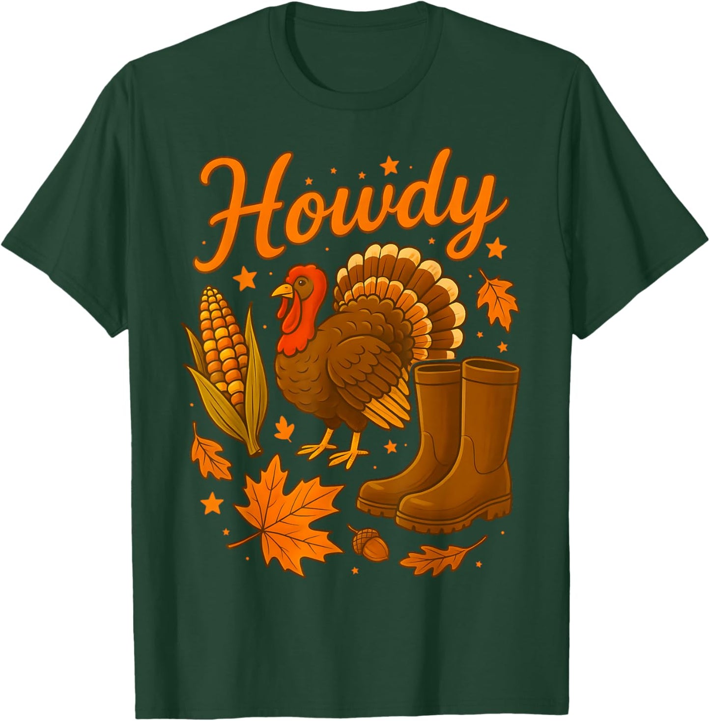 Howdy Cowgirl Western Rodeo Cozy Fall Thanksgiving Turkey T-Shirt - T-Shirt | Forest