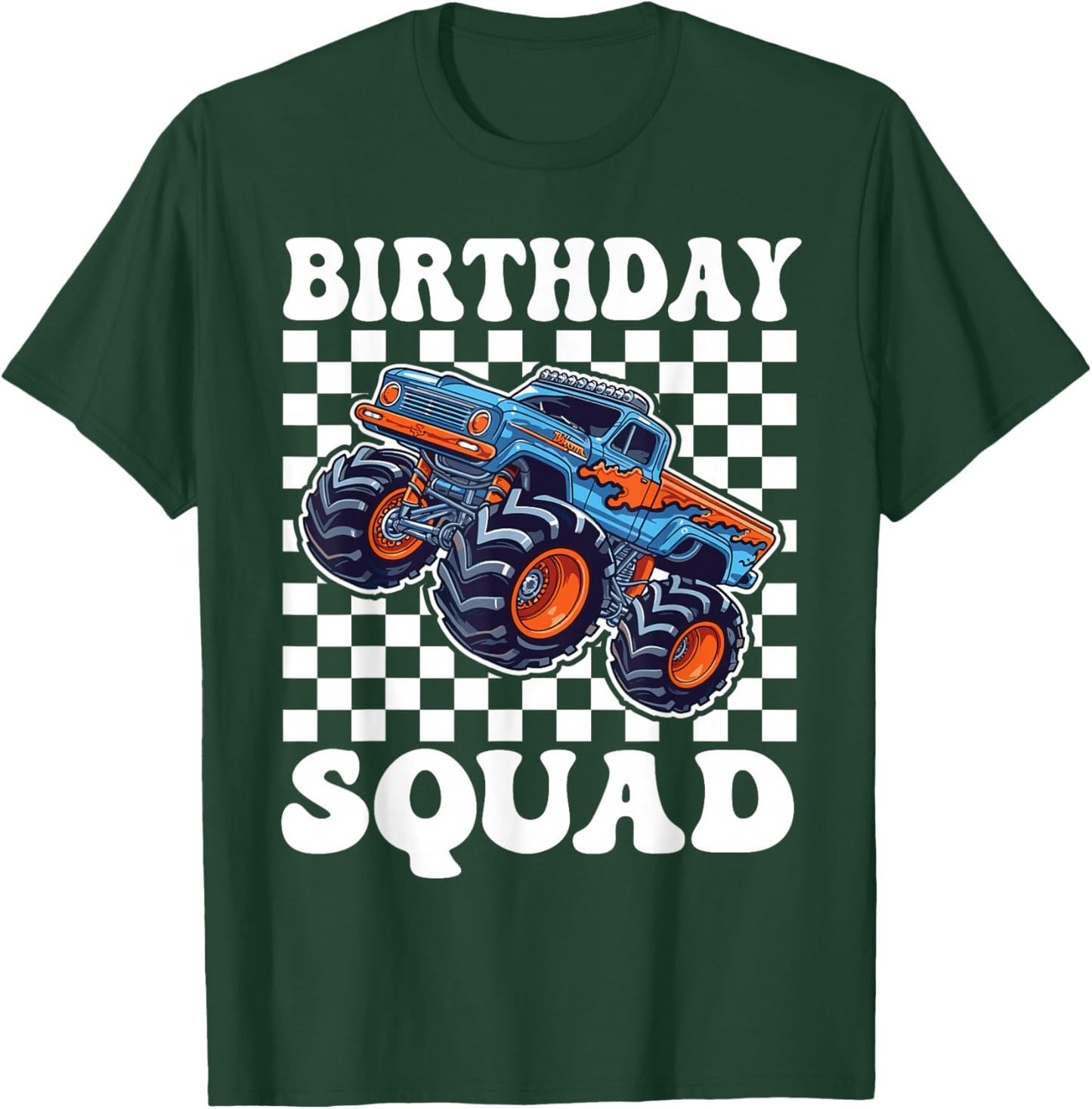 Birthday Squad Monster Truck Birthday Boys Family Matching T-Shirt - T-Shirt | Forest