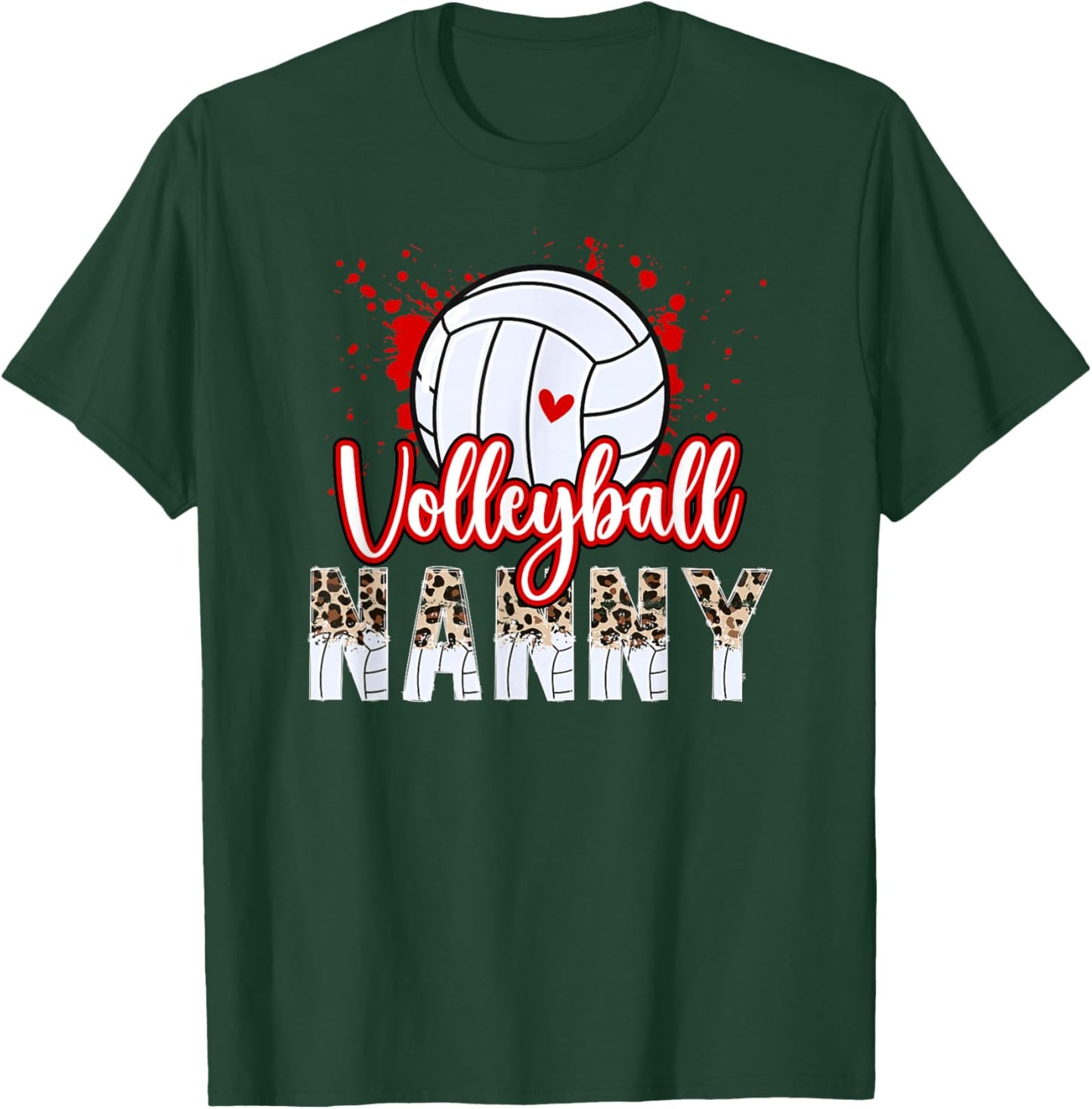 Volleyball Nanny Leopard Nanny Of A Volleyball Player Nanny T-Shirt - T-Shirt | Forest