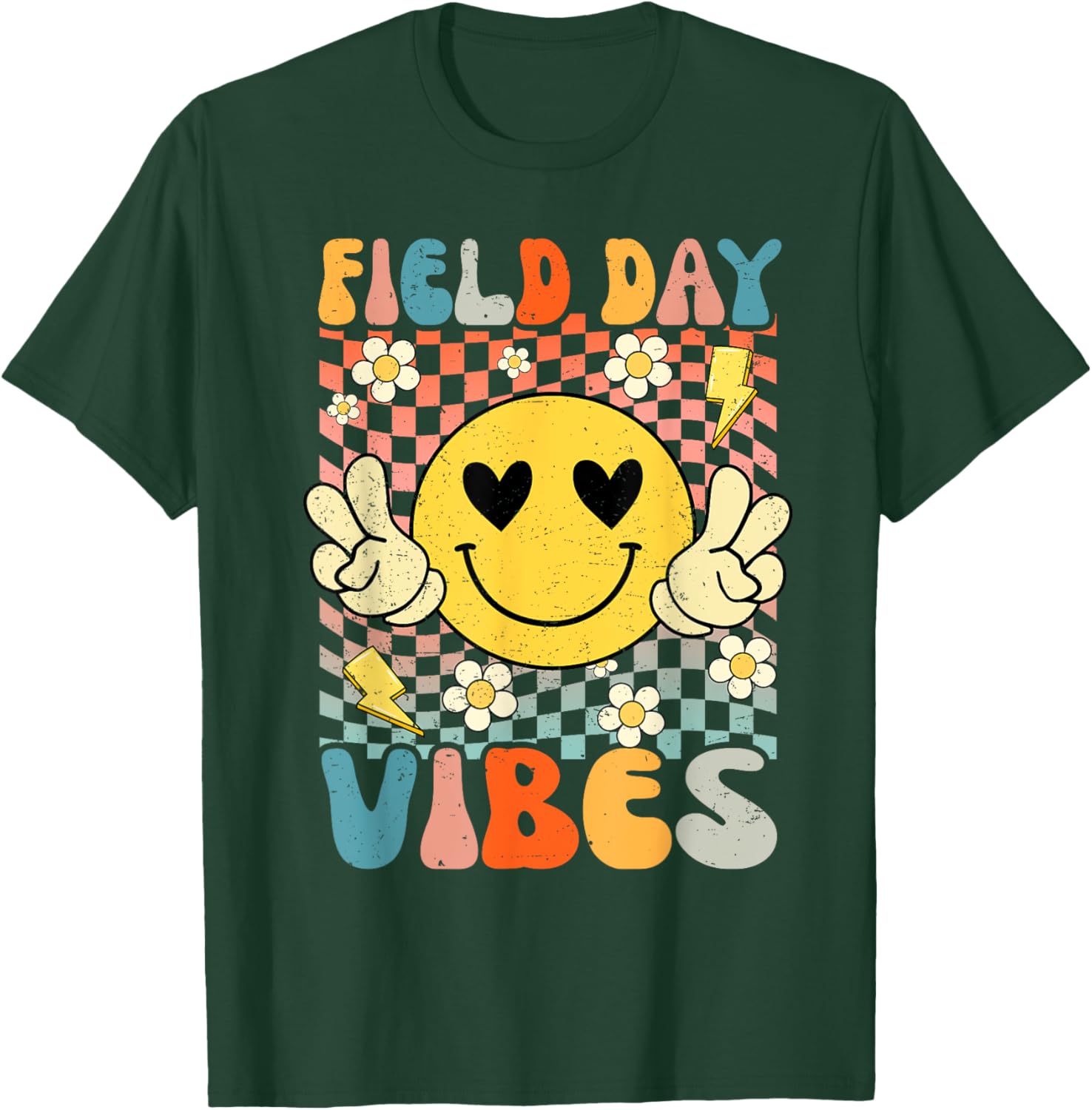 Field Day Vibes Fun Day Groovy Retro Field Trip Boys Girls T-Shirt - T-Shirt | Forest