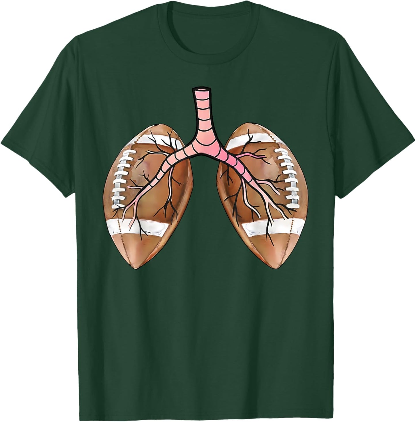 Football Lungs Respiratory Therapist Nurse Football Nursing T-Shirt - T-Shirt | Forest