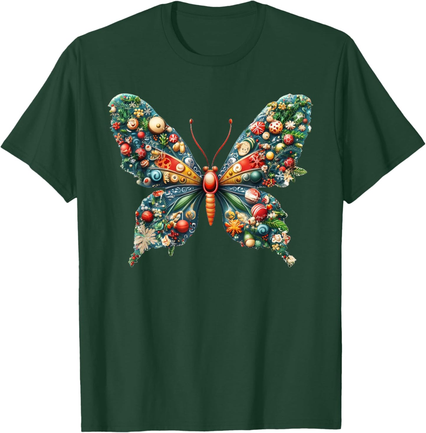 Christmas Butterfly Xmas T-Shirt - T-Shirt | Forest