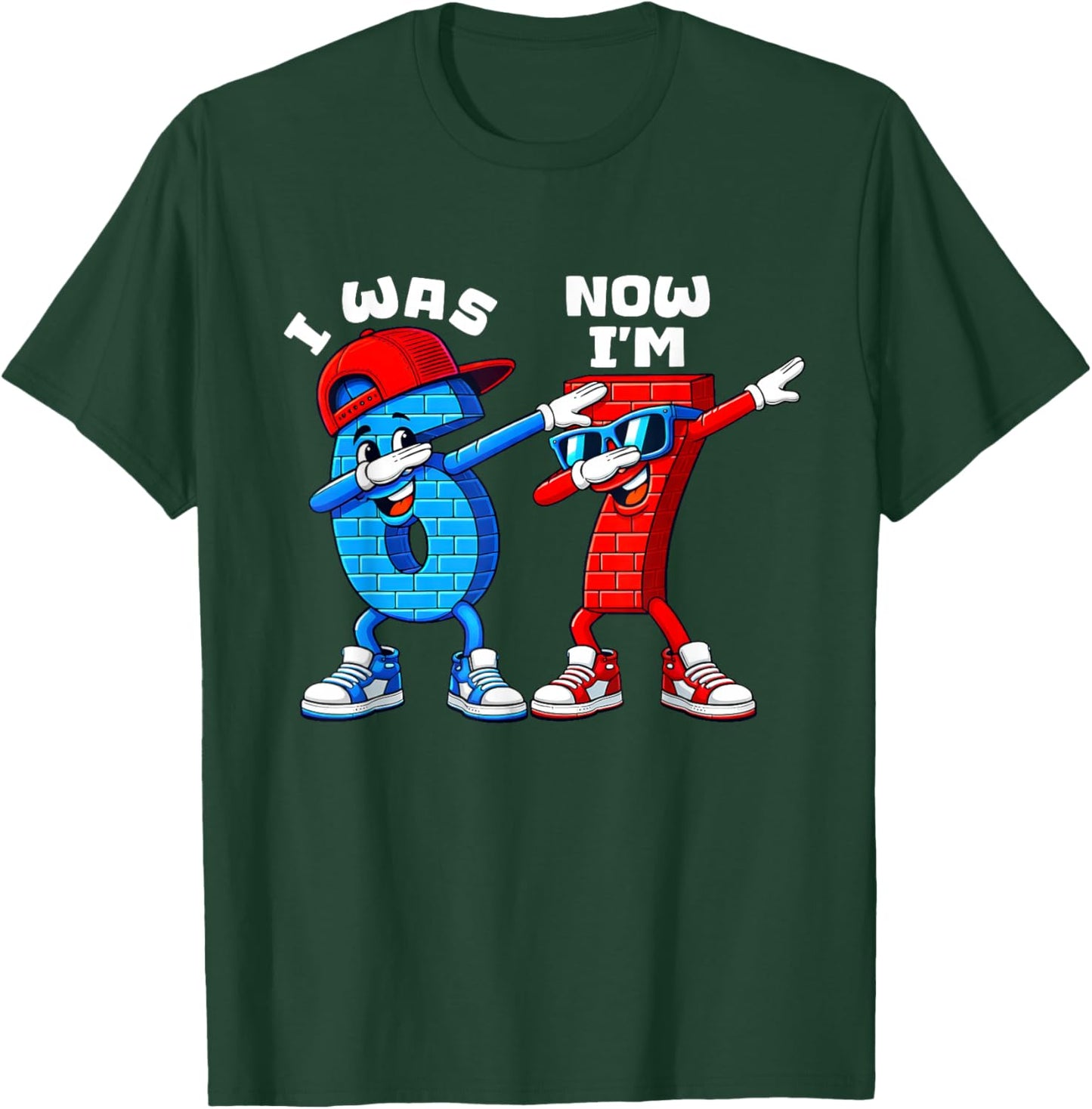 7th Birthday I was 6 Now Im 7 Six Seven 6 7 Meme Kids Boys T-Shirt - T-Shirt | Forest