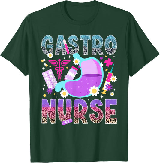 Gastro Nurse Leopard GI Nurse Gastroenterology Nurse T-Shirt - T-Shirt | Forest