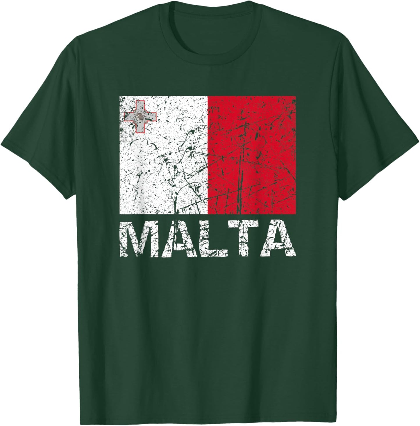 Maltese Flag Of Malta Patriotic Distressed Men Women Kids T-Shirt - T-Shirt | Forest
