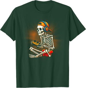Funny Gaming Hallowen Skeleton Gamer Video Kids Boys T-Shirt - T-Shirt | Forest