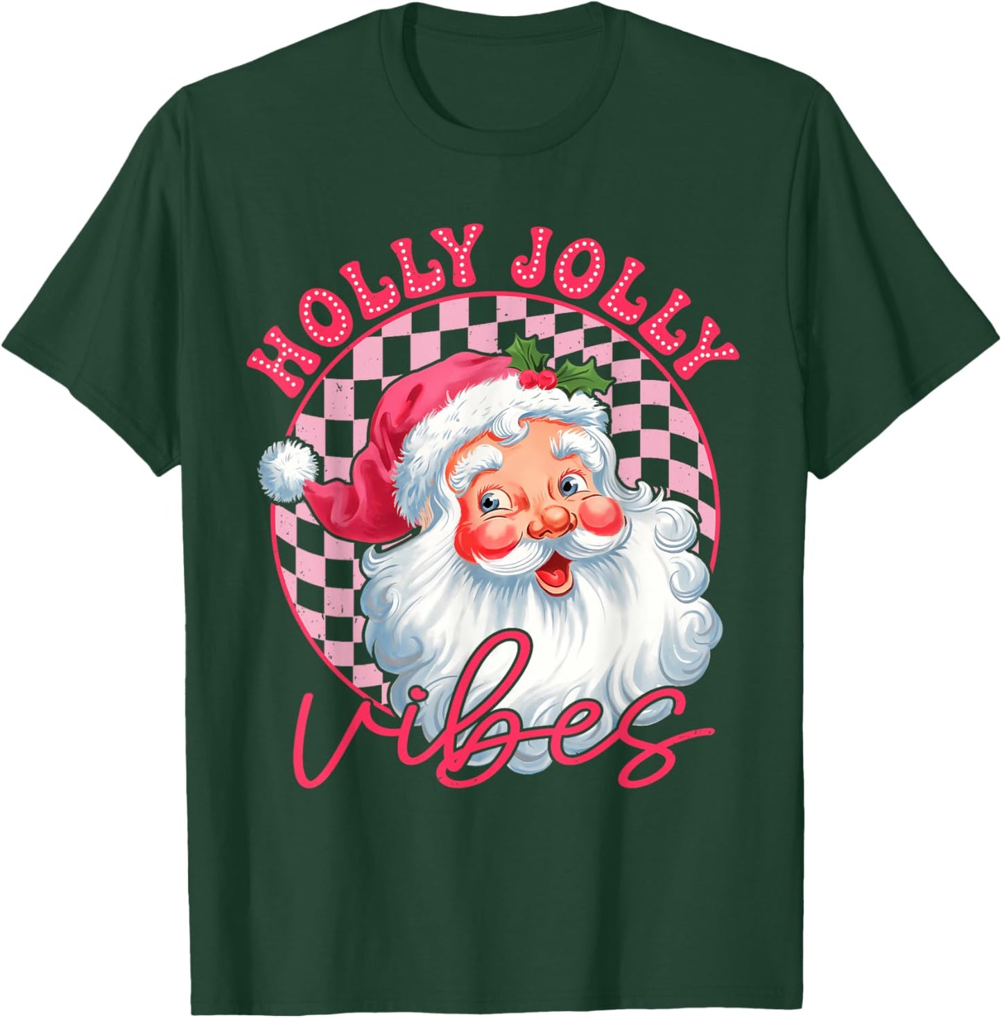 Groovy Cute Santa Claus Christmas Vibes Xmas Women Girl Kids T-Shirt - T-Shirt | Forest
