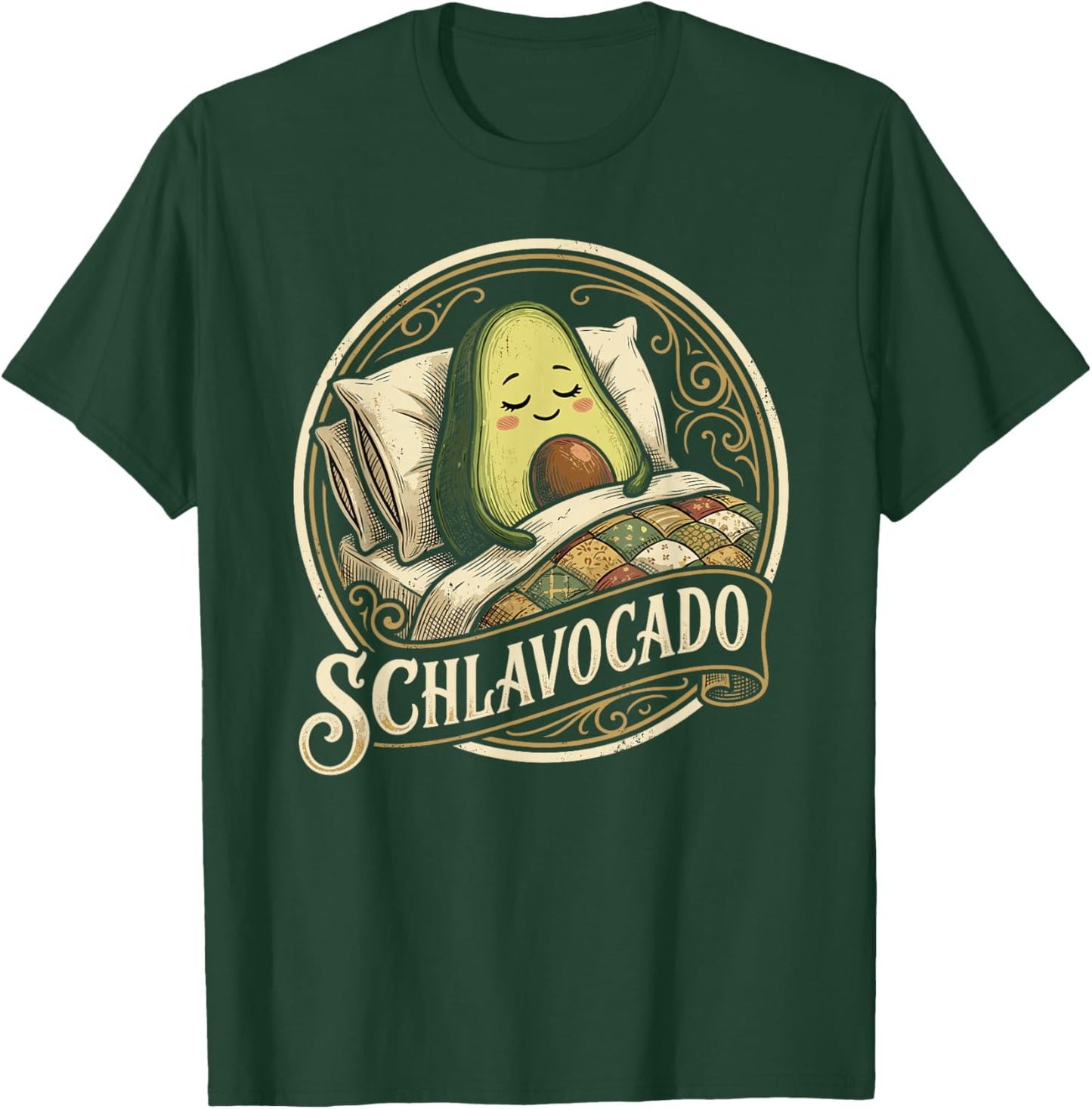 Schlavocado Avocado Sleep Tired Late Sleeper Word Game T-Shirt - T-Shirt | Forest