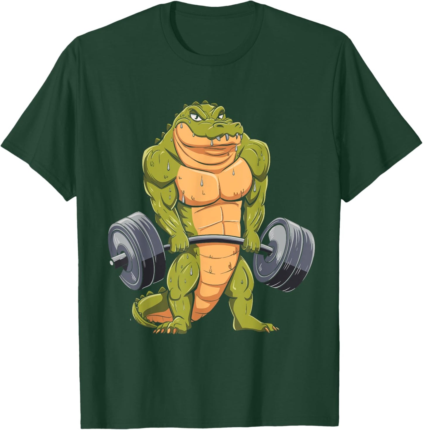 Funny Alligator Weightlifting Deadlift Fitness Gym Barbell T-Shirt - T-Shirt | Forest