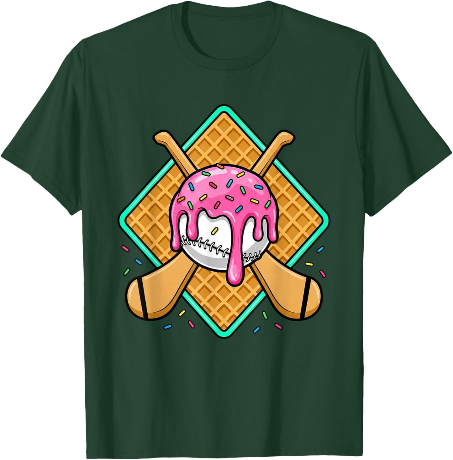 Hurling Player Ice Cream Drip Boys Kids Hurling Dripping T-Shirt - T-Shirt | Forest