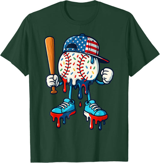 Baseball Life Style Apparel Youth Baseball Drip Ice Cream T-Shirt - T-Shirt | Forest