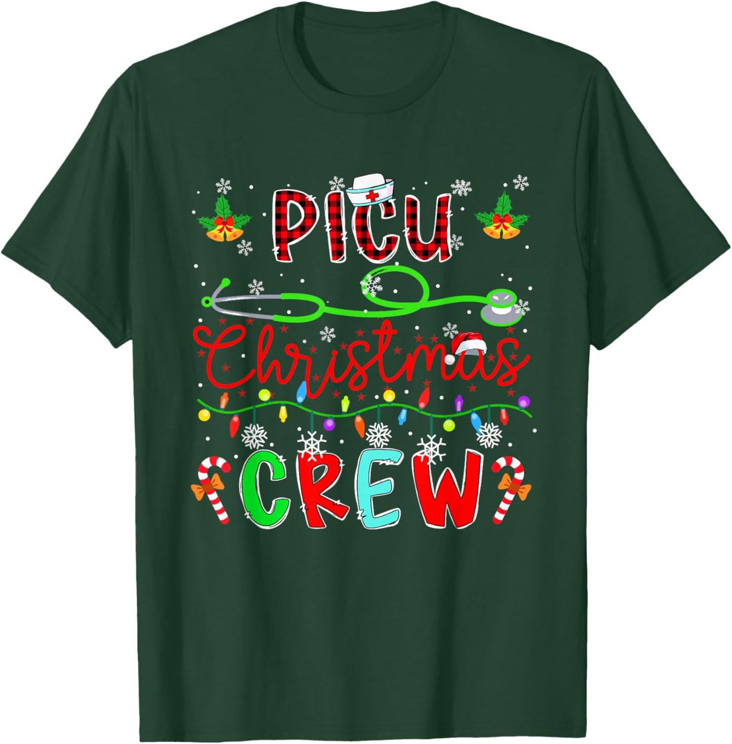 PICU Christmas Crew Matching Nusre Job Team Funny Parties T-Shirt - T-Shirt | Forest